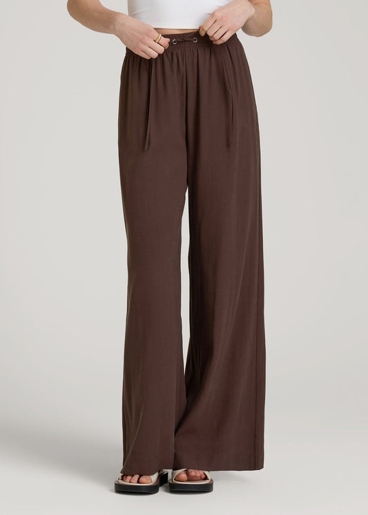 Relaxed Pull-On Pants for Tall Women in Espresso