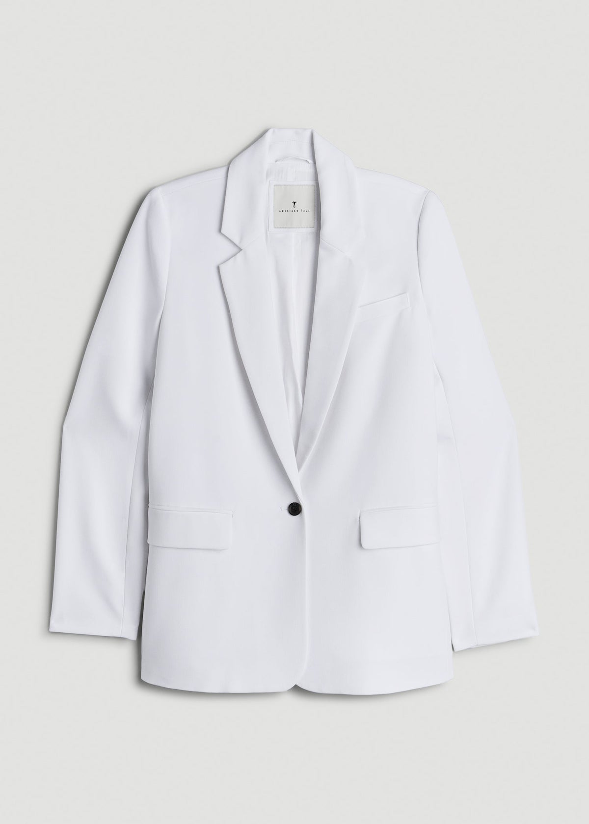 Boyfriend Fit Single-Button Blazer for Tall Women in Optic White