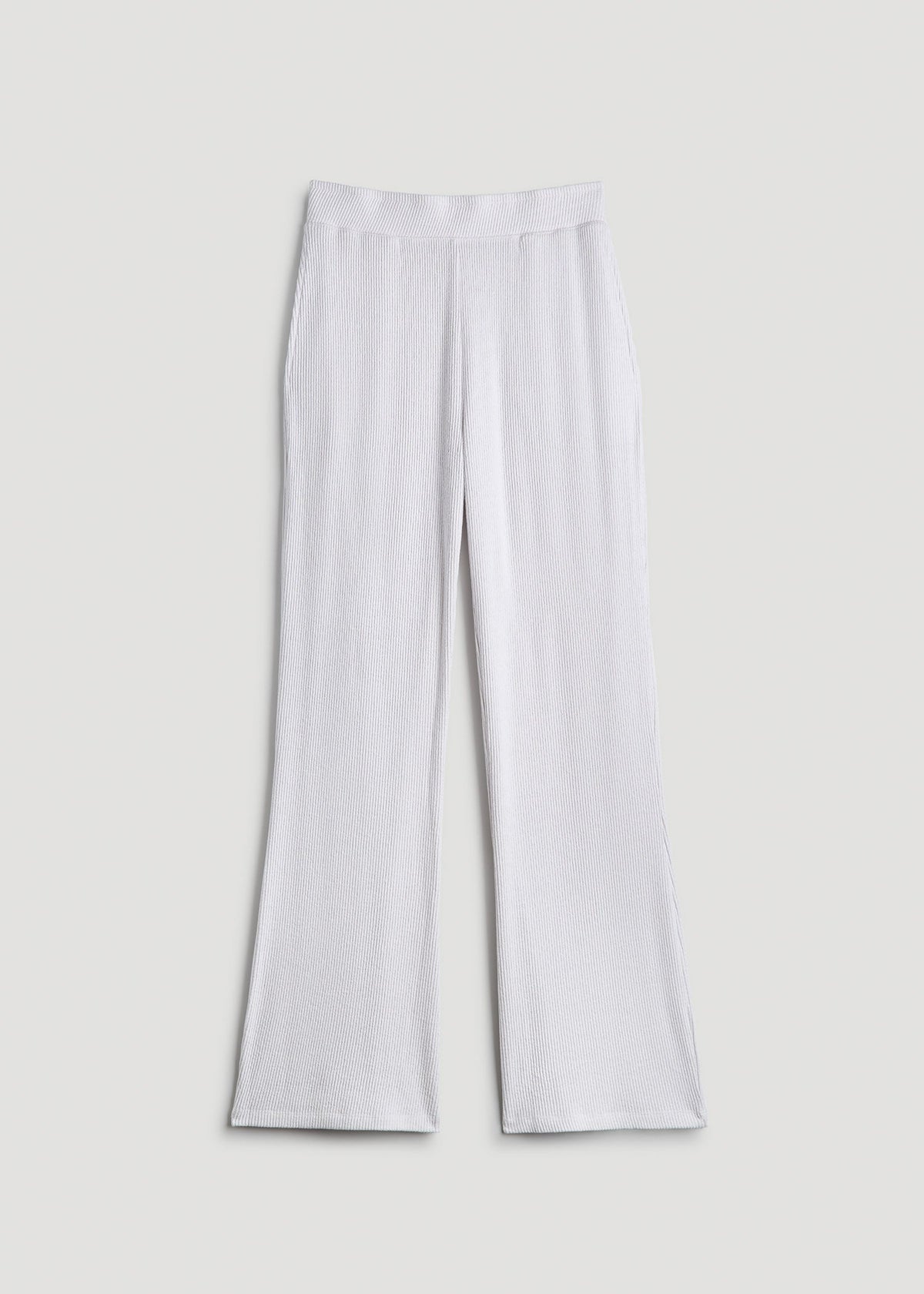Ribbed Flare Lounge Pants for Tall Women in Cloud White