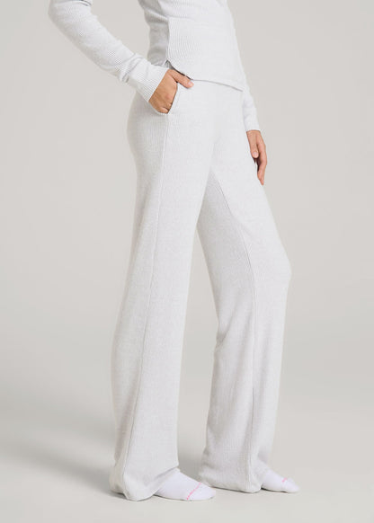 Women's Ribbed Flare Lounge Pants for Tall Women in Fog Grey Mix