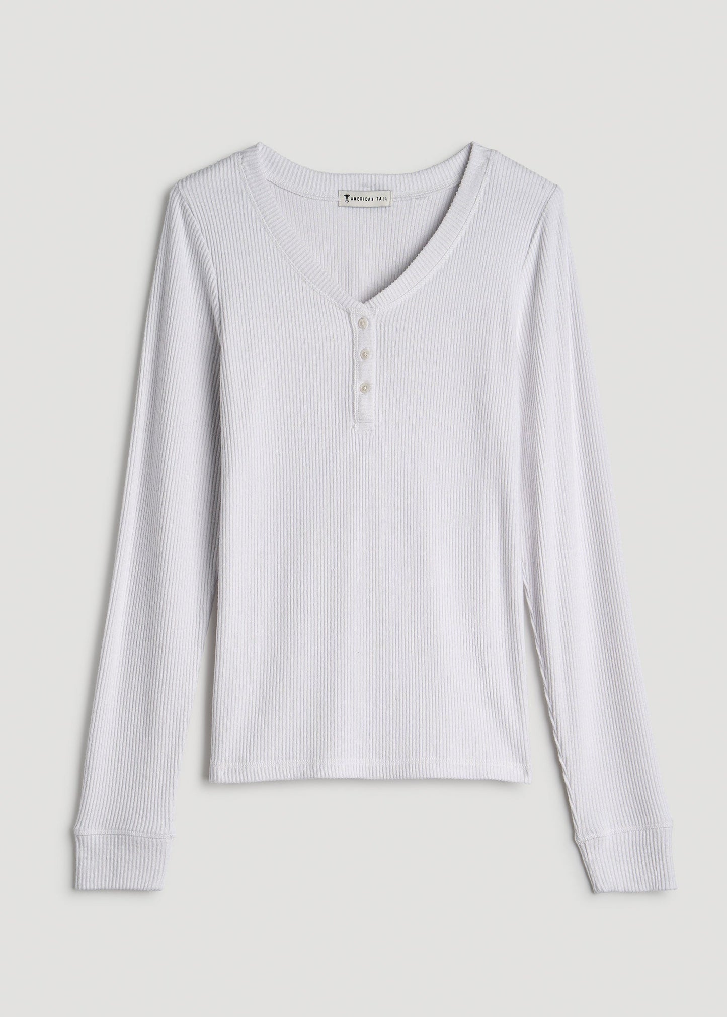 Ribbed Henley Lounge Top for Tall Women in Cloud White