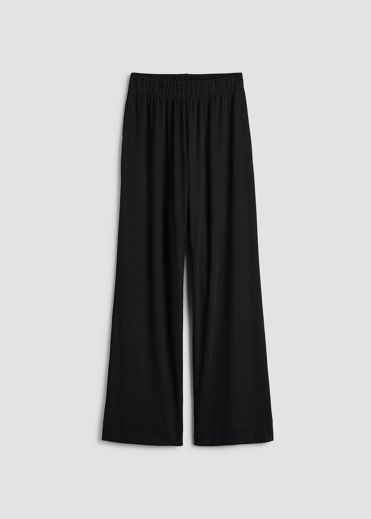 Ribbed Knit Wide Leg Pant for Tall Women in Deep Black