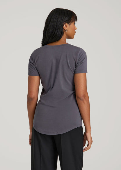 Scoop V-Neck Tee for Tall Women in Charcoal
