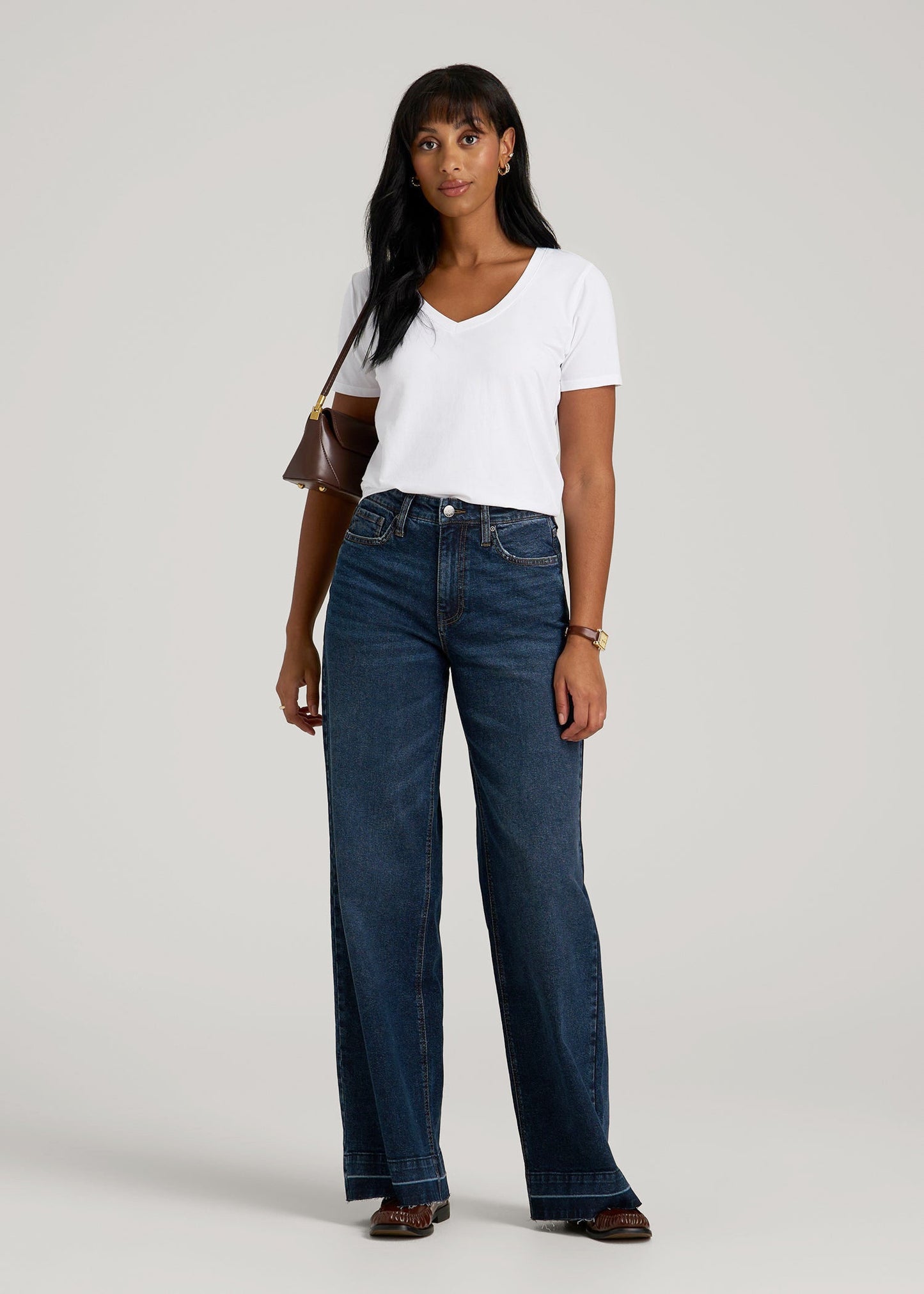 Scoop V-Neck Tee for Tall Women in Ecru