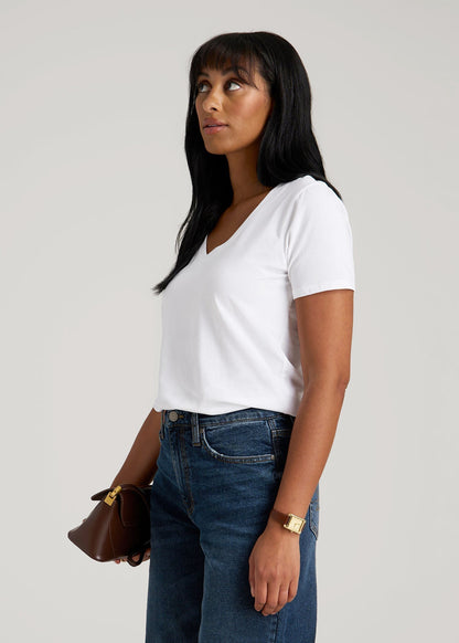 Scoop V-Neck Tee for Tall Women in Ecru