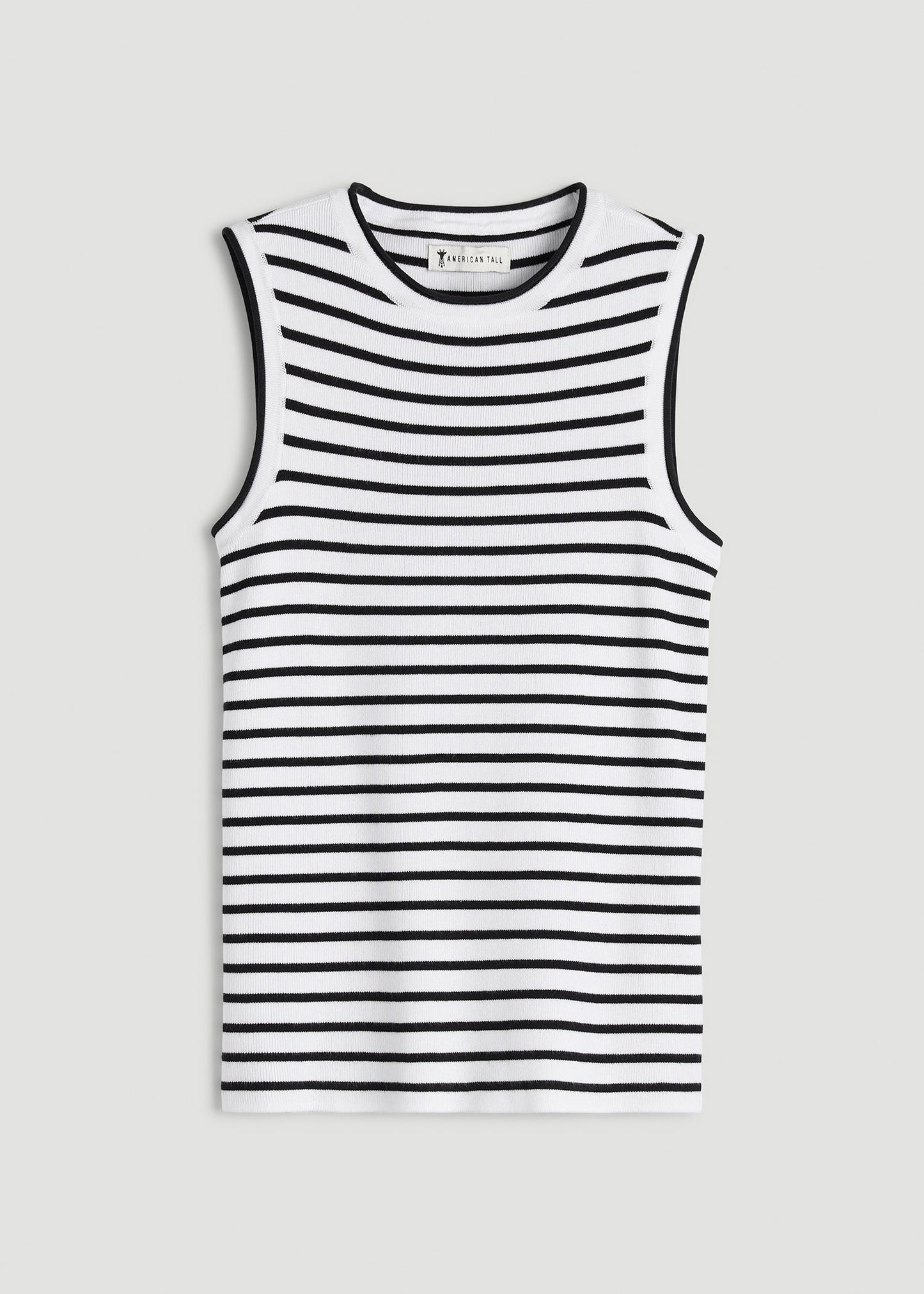 Sleeveless Knit Top for Tall Women in Bold Black Stripe