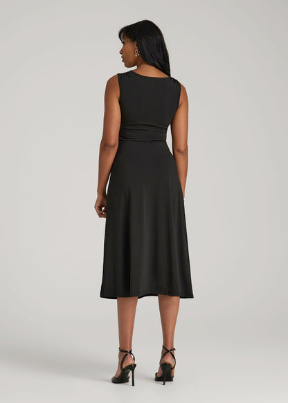 Sleeveless Knot Front Dress for Tall Women in Black