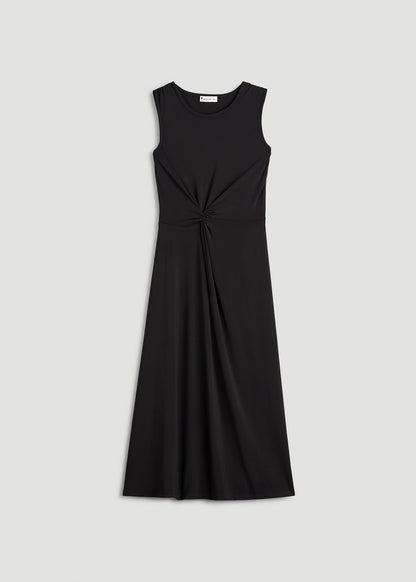 Sleeveless Knot Front Dress for Tall Women in Black