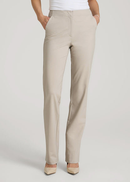 Freedom Flex Slim Straight Leg Dress Pants for Tall Women in Stone