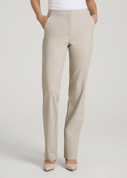 Freedom Flex Slim Straight Leg Dress Pants for Tall Women in Stone