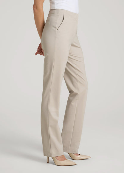 Freedom Flex Slim Straight Leg Dress Pants for Tall Women in Stone