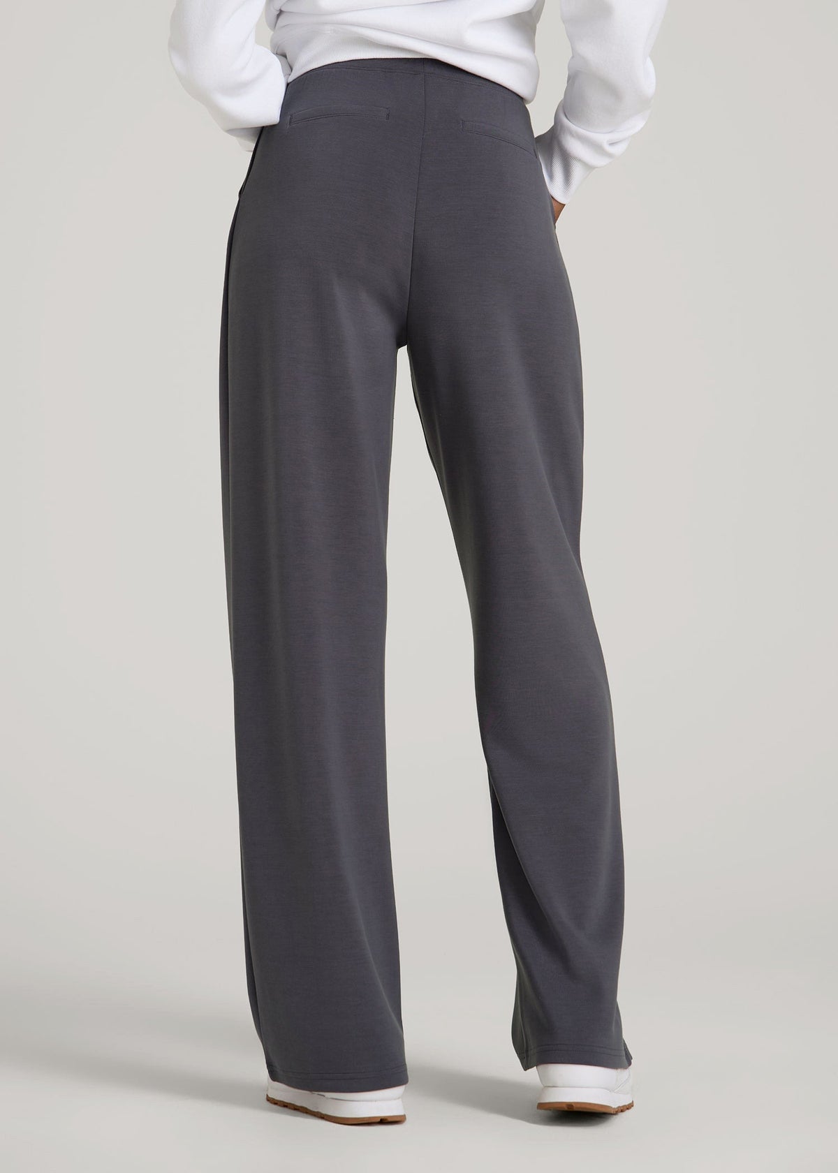 Soft Motion Pleated Wide Leg Pant for Tall Women in Charcoal Rinse