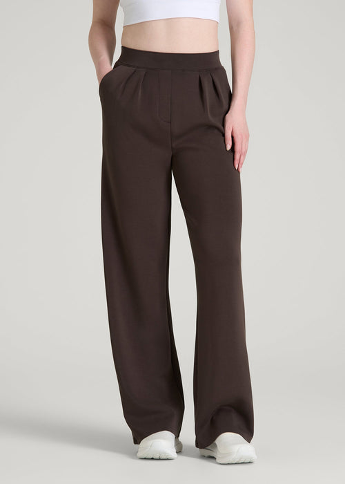 Soft Motion Pleated Wide Leg Pant for Tall Women in Espresso
