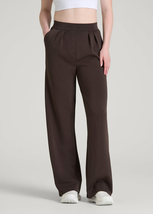 Soft Motion Pleated Wide Leg Pant for Tall Women in Espresso