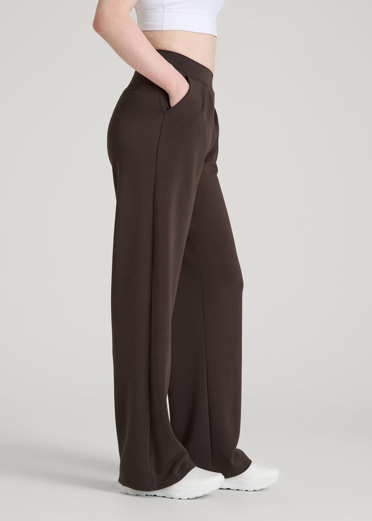 Soft Motion Pleated Wide Leg Pant for Tall Women in Espresso