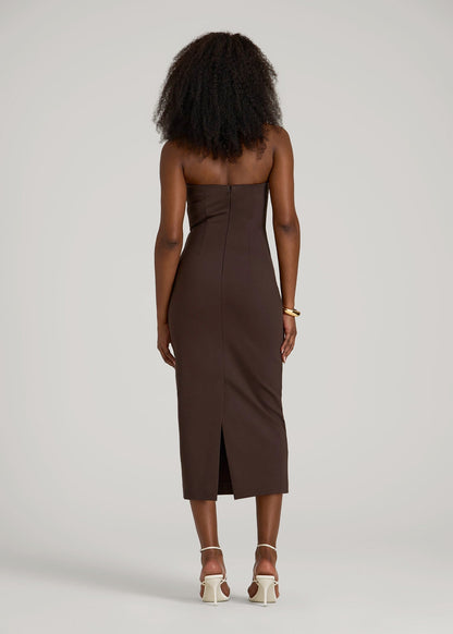 Flex Ponte Fitted Bustier Dress for Tall Women in Espresso