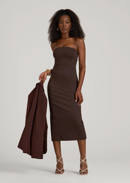 Flex Ponte Fitted Bustier Dress for Tall Women in Espresso