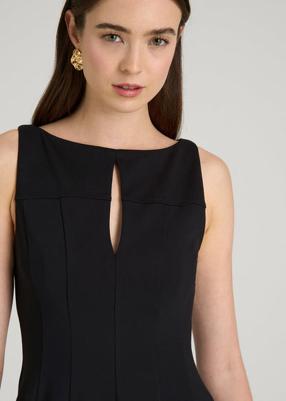 Flex Ponte Mini Babydoll Dress for Tall Women in Black