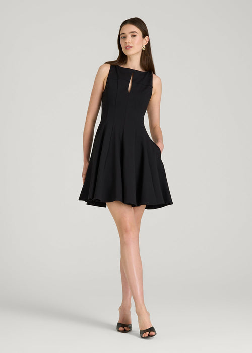 Flex Ponte Mini Babydoll Dress for Tall Women in Black