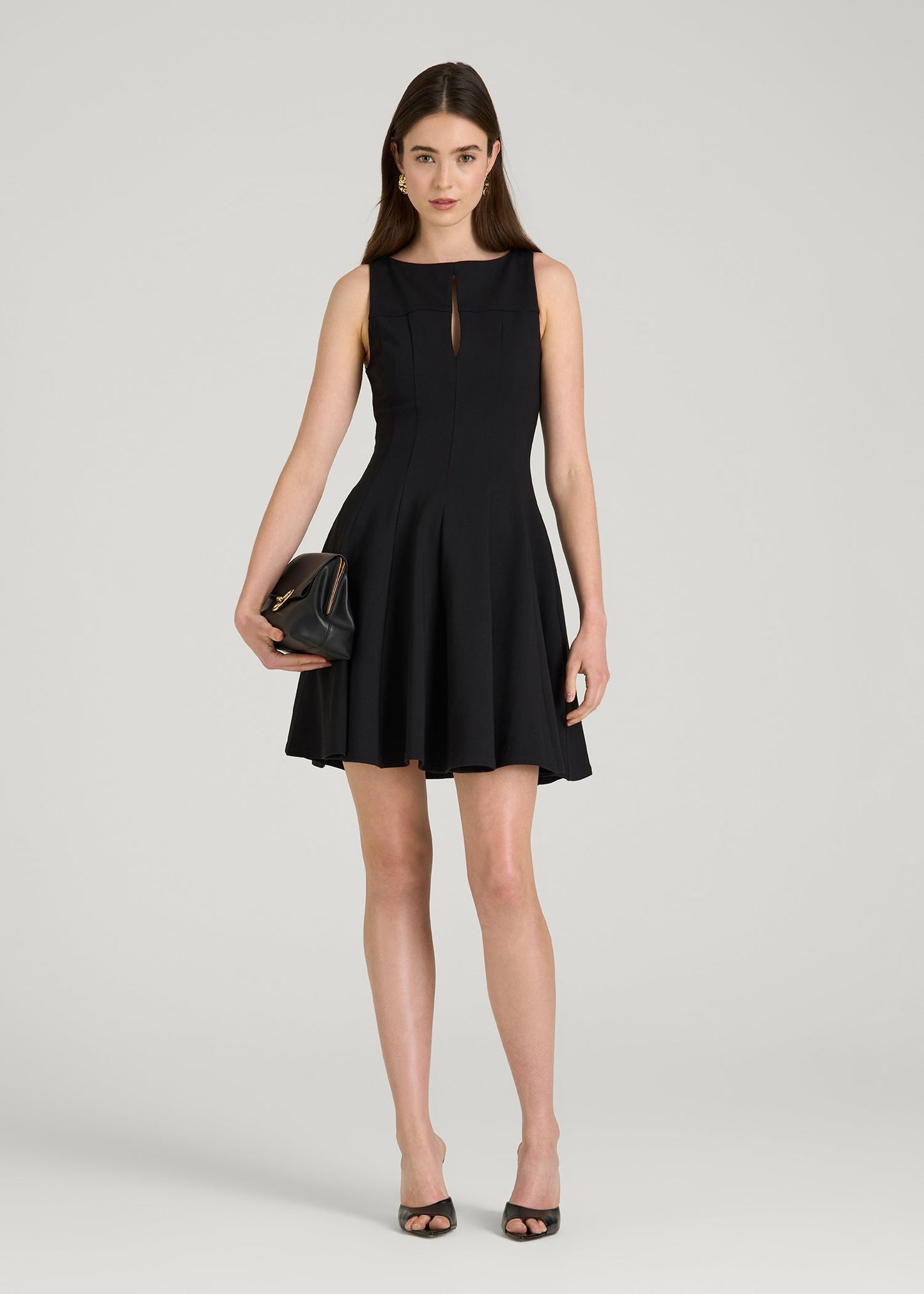 Flex Ponte Mini Babydoll Dress for Tall Women in Black