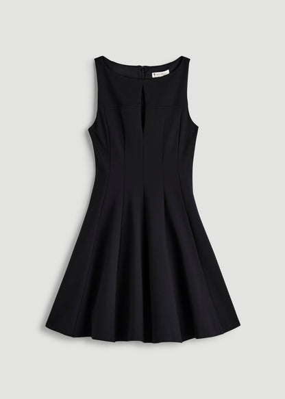 Flex Ponte Mini Babydoll Dress for Tall Women in Black