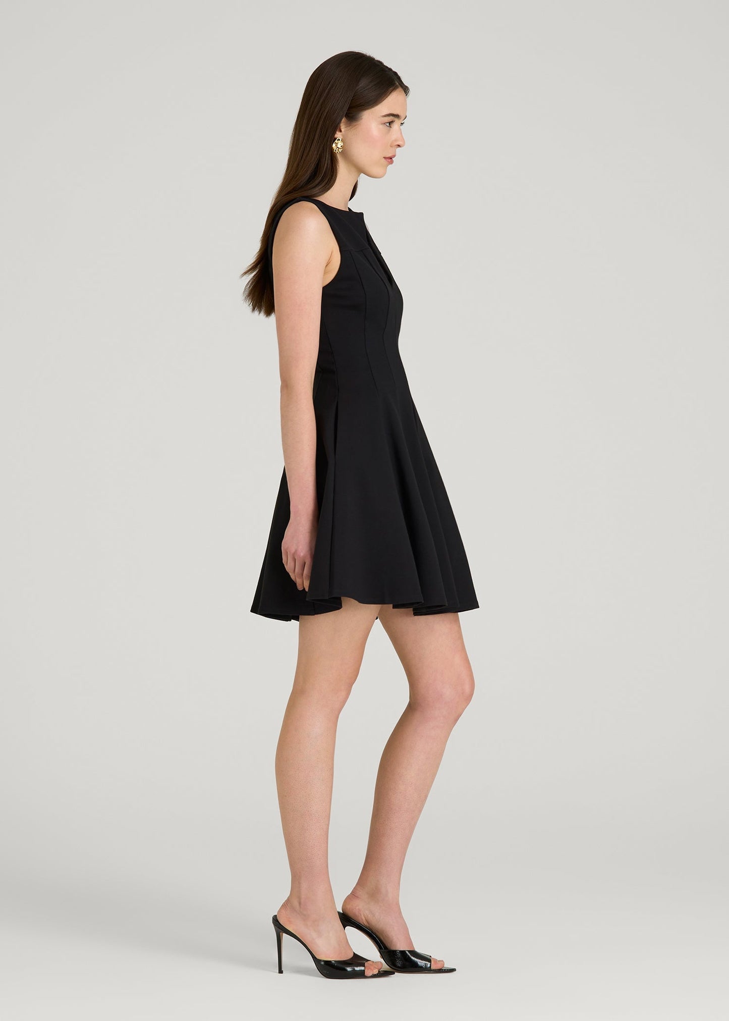 Flex Ponte Mini Babydoll Dress for Tall Women in Black