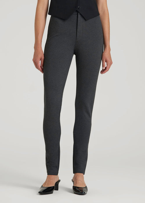 Flex Ponte Skinny High Rise Pant for Tall Women in Dark Charcoal Heather
