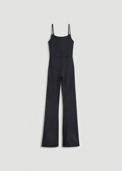 Spaghetti Strap Flare Jumpsuit for Tall Women in Black
