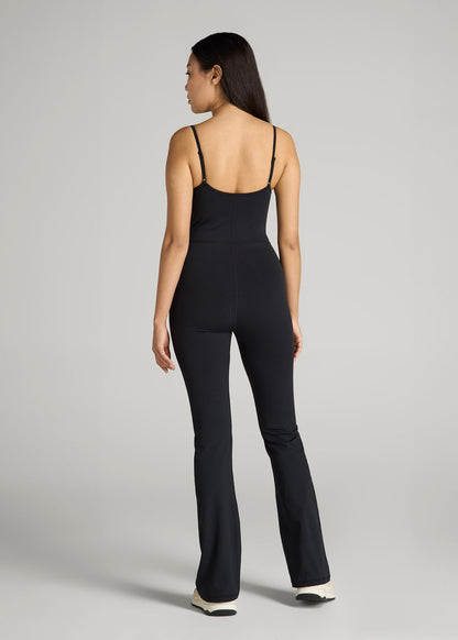 Spaghetti Strap Flare Jumpsuit for Tall Women in Black
