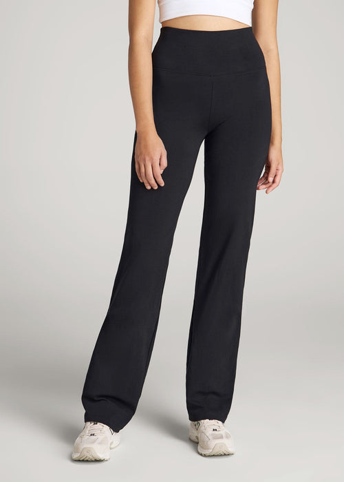 Women's Straight Leg Cotton Leggings for Tall Women in Black