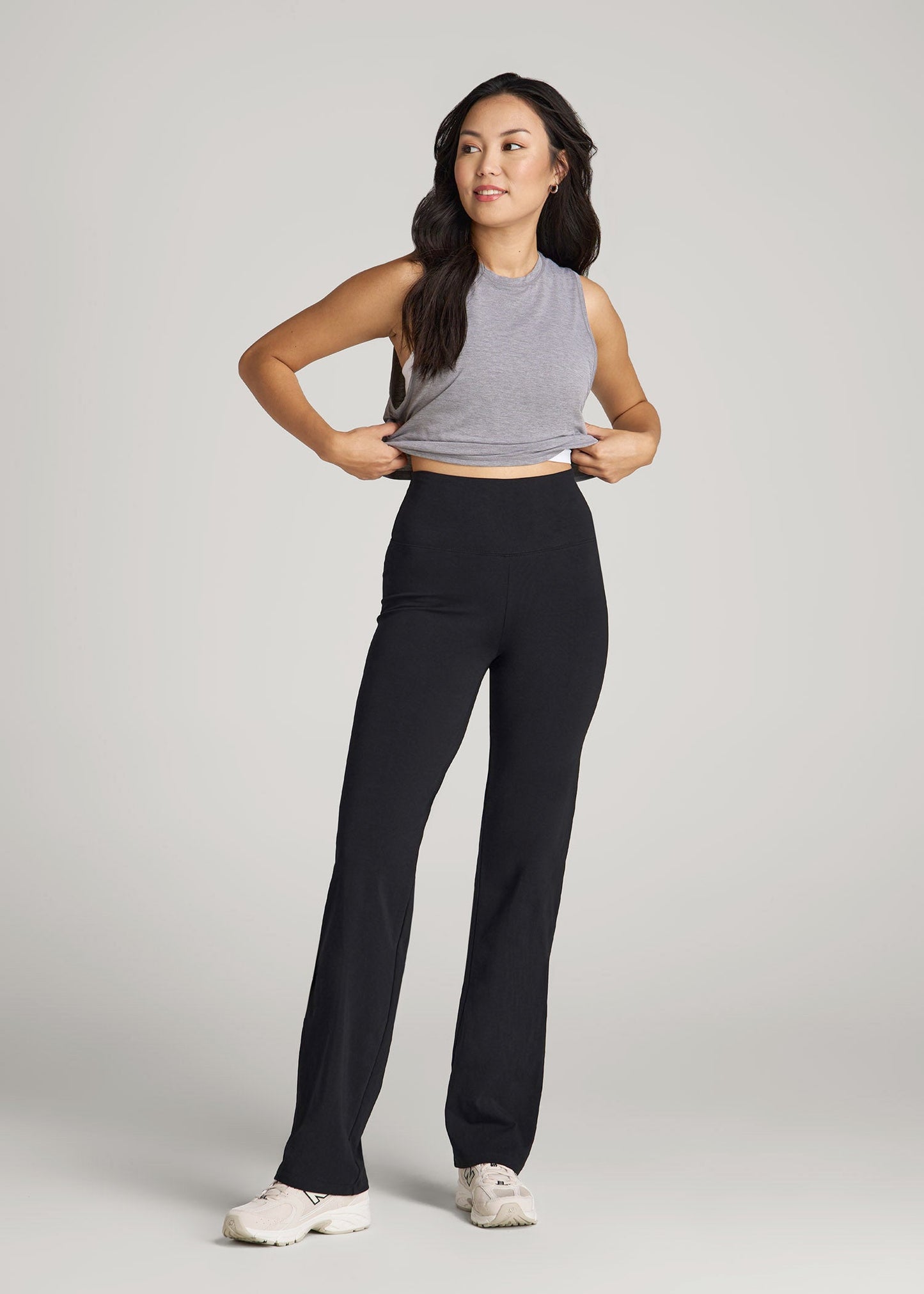 Women's Straight Leg Cotton Leggings for Tall Women in Black