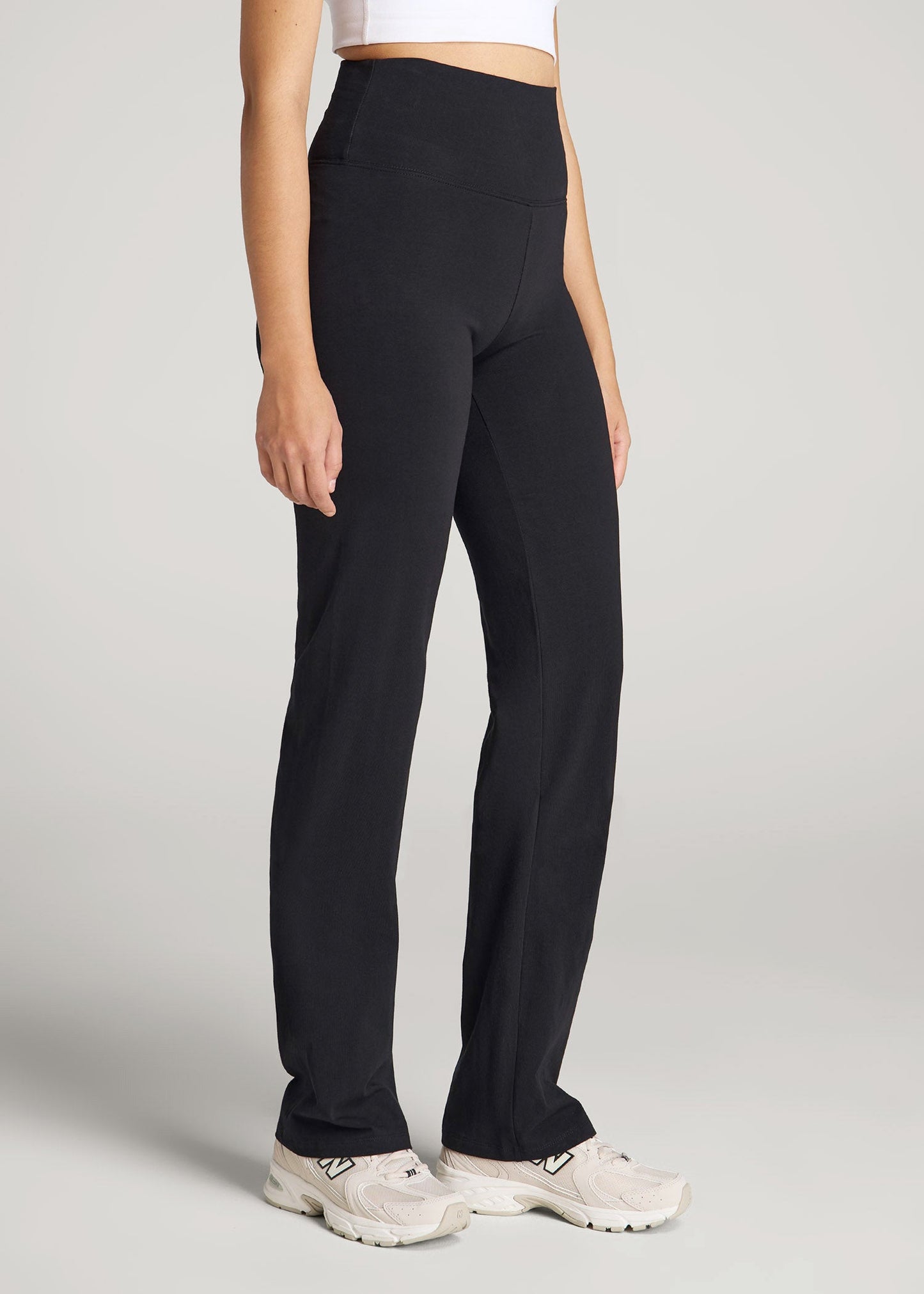 Women's Straight Leg Cotton Leggings for Tall Women in Black