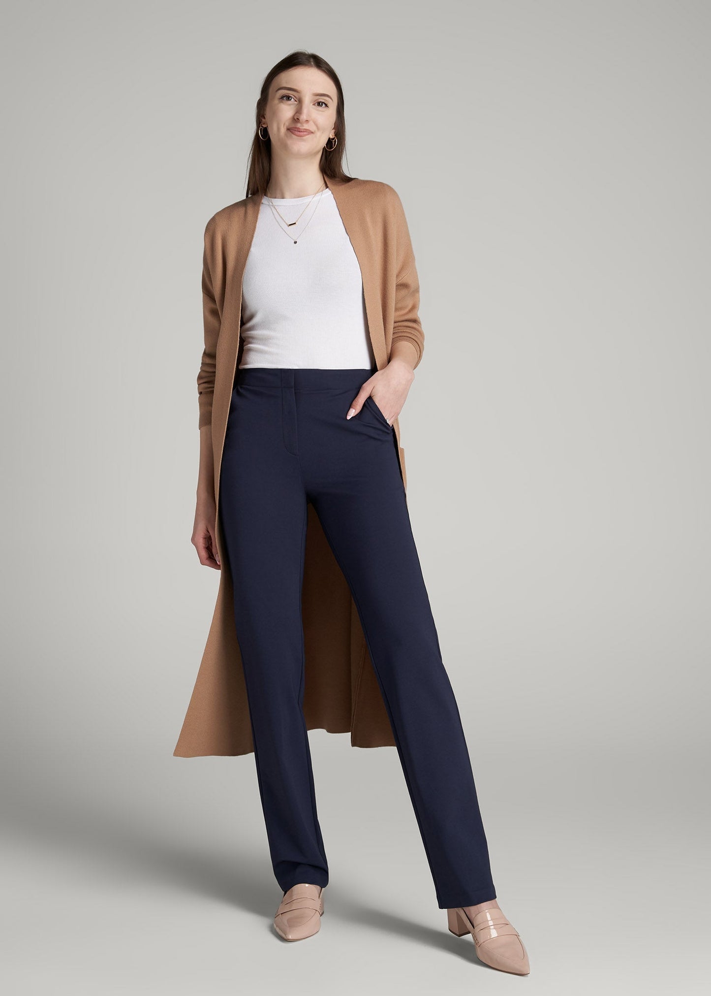 Freedom Flex Slim Straight Leg Dress Pants for Tall Women in Navy