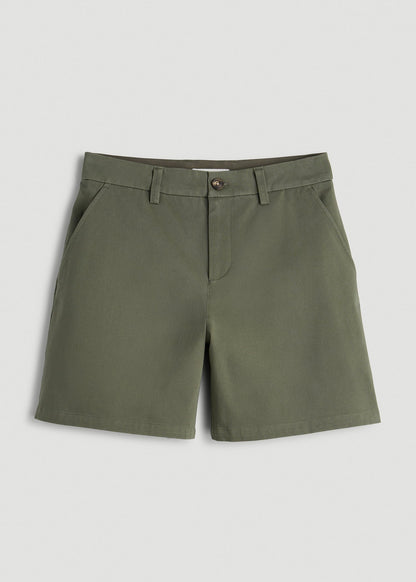 Stretch Commuter Chino Shorts for Tall Women in Olive