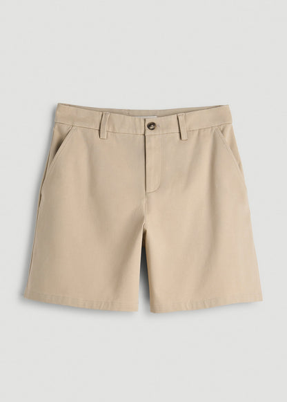 Stretch Commuter Chino Shorts for Tall Women in Warm Taupe