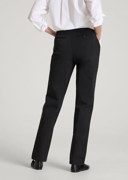 Stretch Commuter Tapered Fit Chino Pants for Tall Women in Black