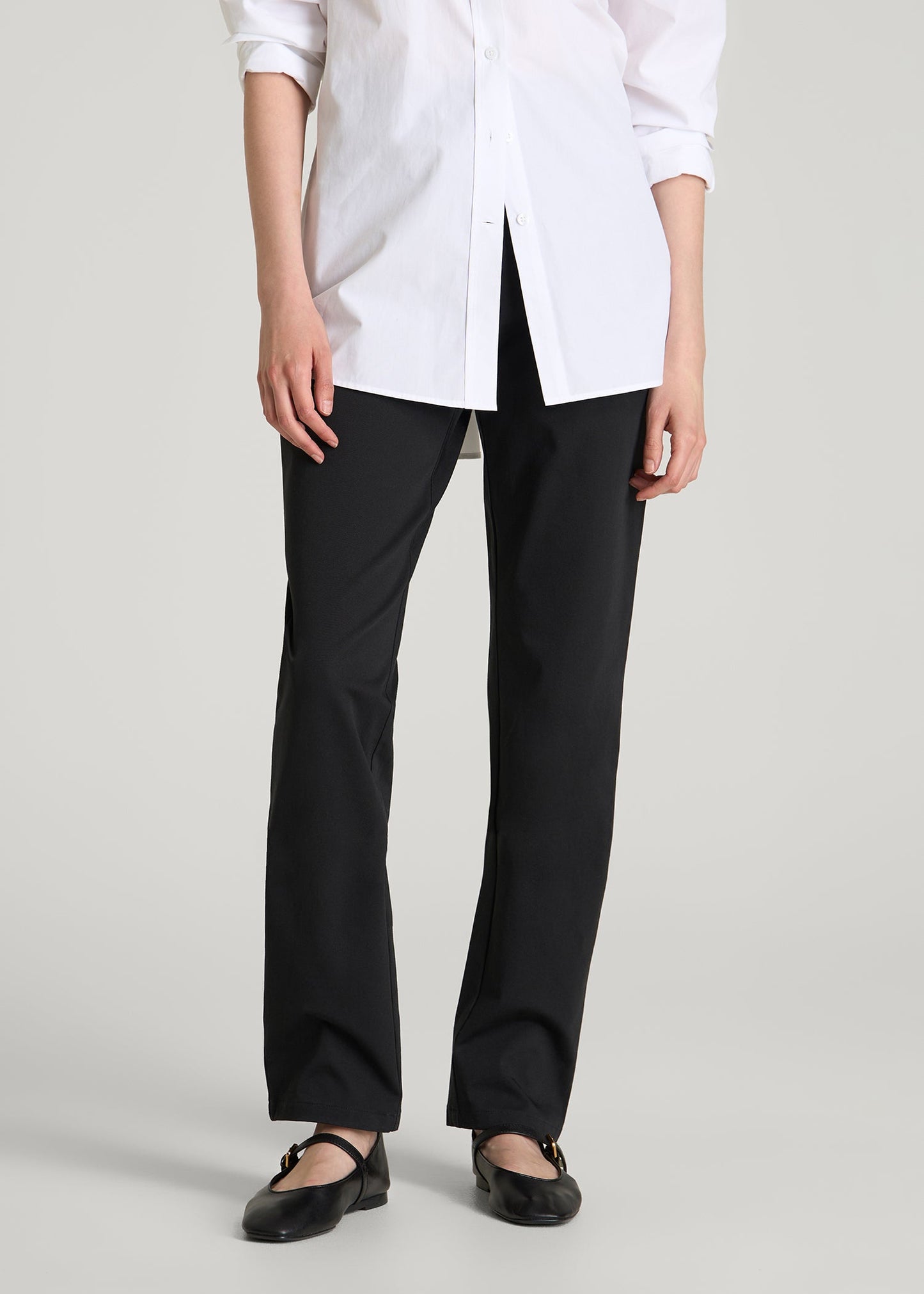 Stretch Commuter Tapered Fit Chino Pants for Tall Women in Black