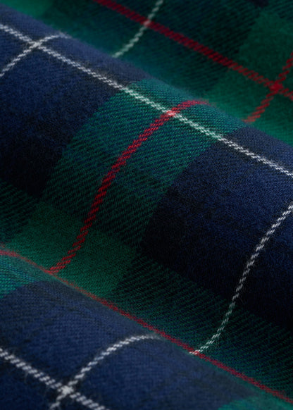 Tie Waist Flannel Pajama Pants for Tall Women in Green and Blue Plaid