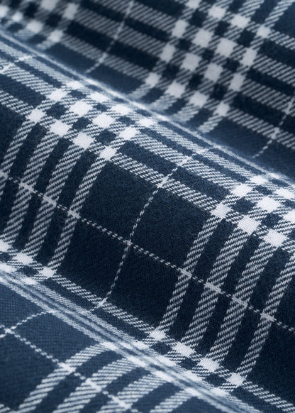 Tie Waist Flannel Pajama Pants for Tall Women in Navy and White Plaid