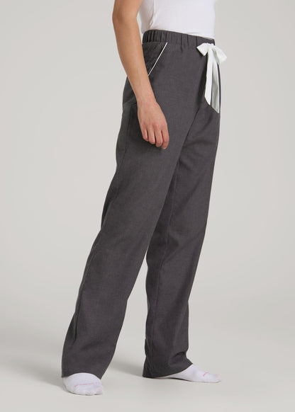 Open-Bottom Flannel Pajama Pants for Tall Women in Charcoal Flannel
