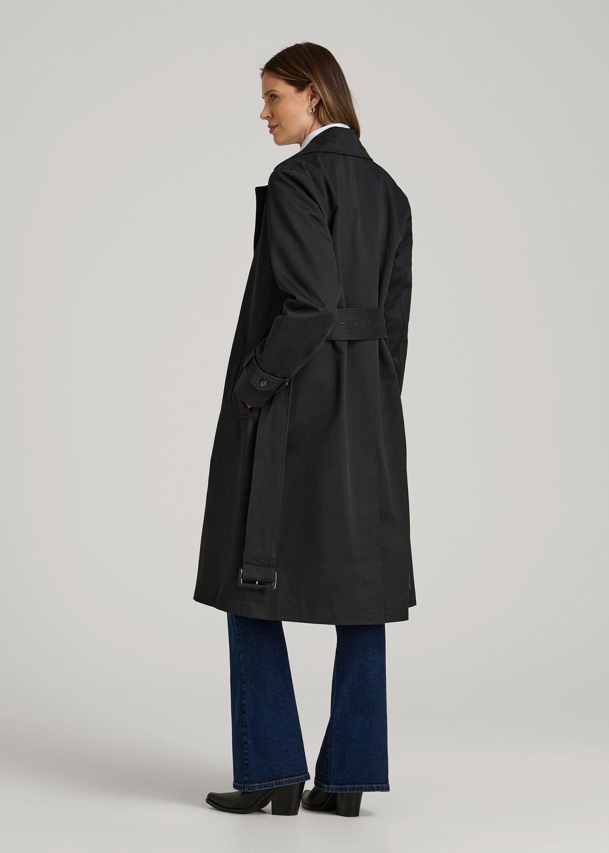 Relaxed Trench Coat for Tall Women in Black