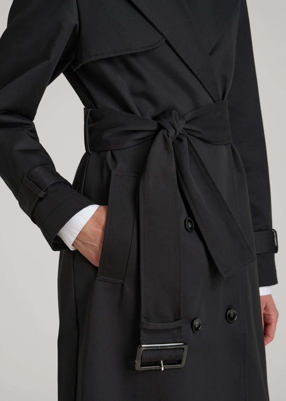 Relaxed Trench Coat for Tall Women in Black