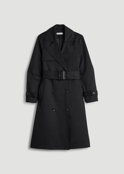 Relaxed Trench Coat for Tall Women in Black
