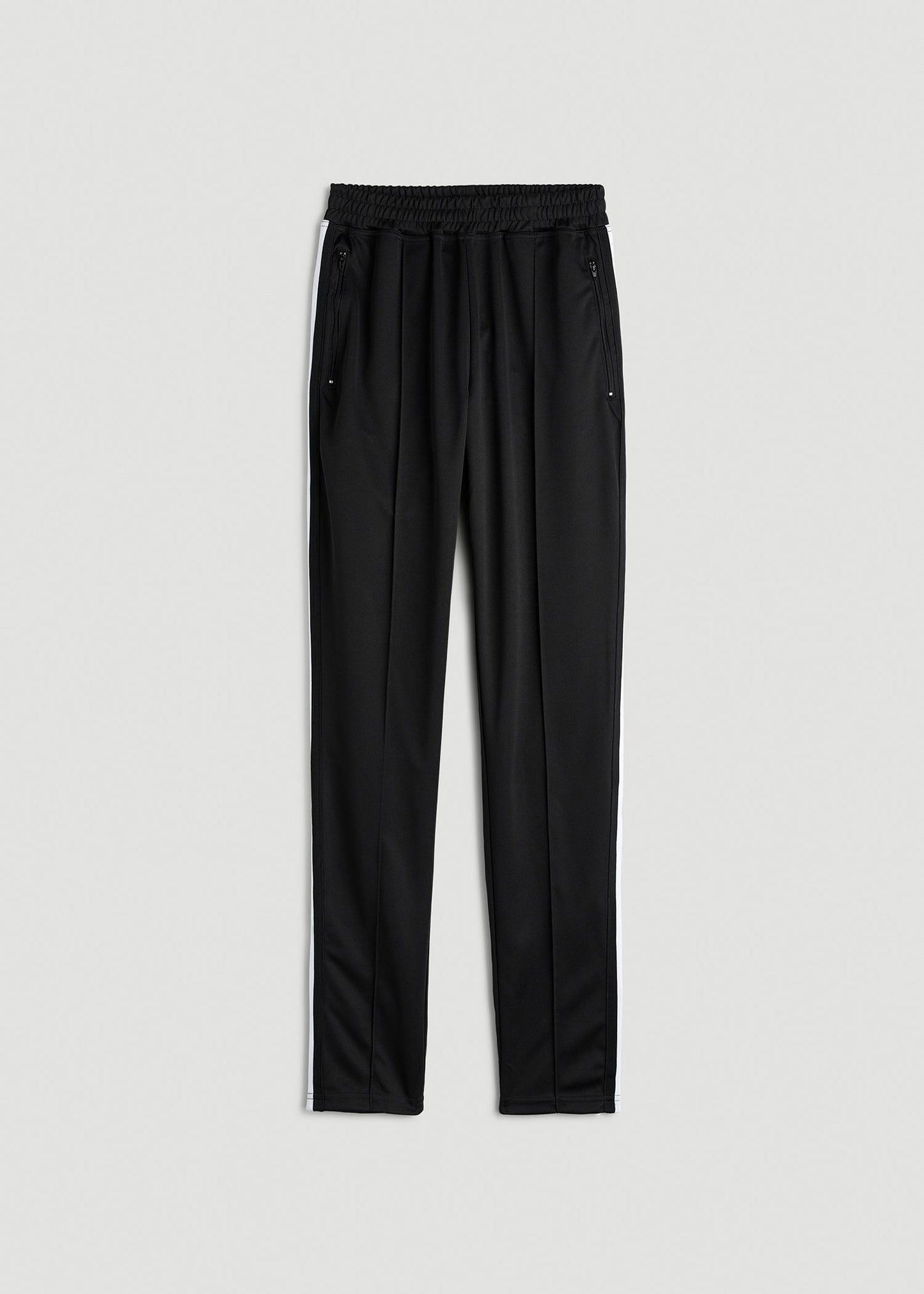 Ultra Lightweight Tricot Athletic Stripe Pants for Tall Women in Black and White