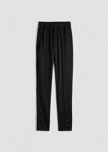 Ultra Lightweight Tricot Athletic Stripe Pants for Tall Women in Black and White