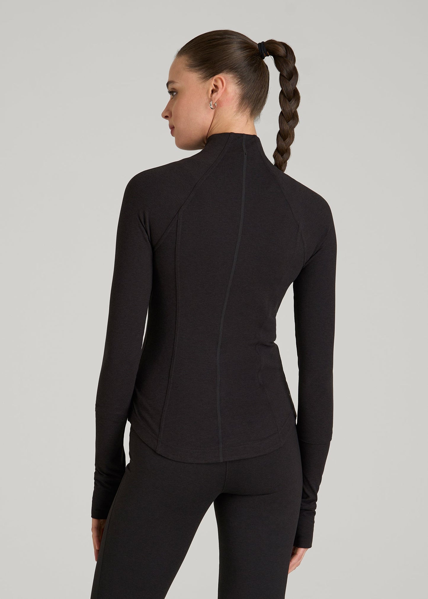 Ultra Soft Athletic Zip Up Jacket for Tall Women in Black Mix