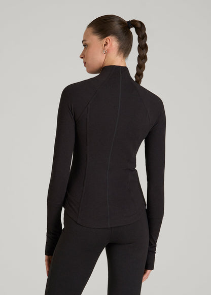 Ultra Soft Athletic Zip Up Jacket for Tall Women in Black Mix
