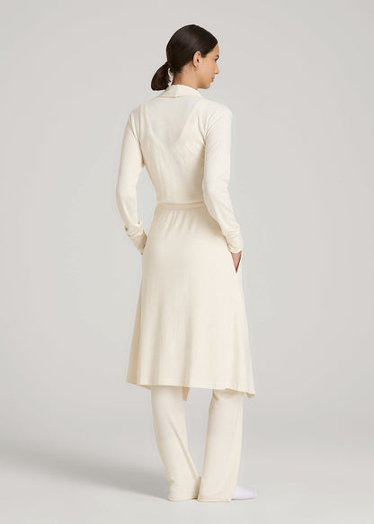 Waffle Lounge Robe for Tall Women in White Alyssum