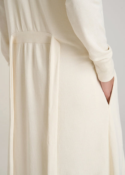 Waffle Lounge Robe for Tall Women in White Alyssum