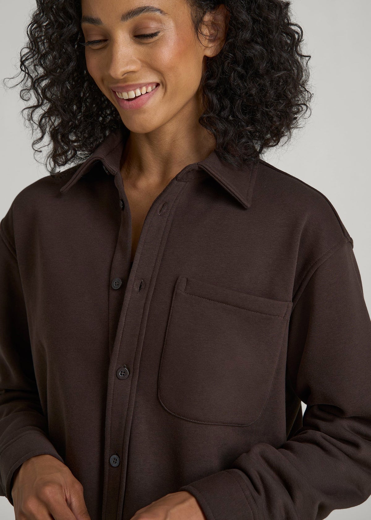 Wearever 2.0 Fleece Shacket for Tall Women in Espresso